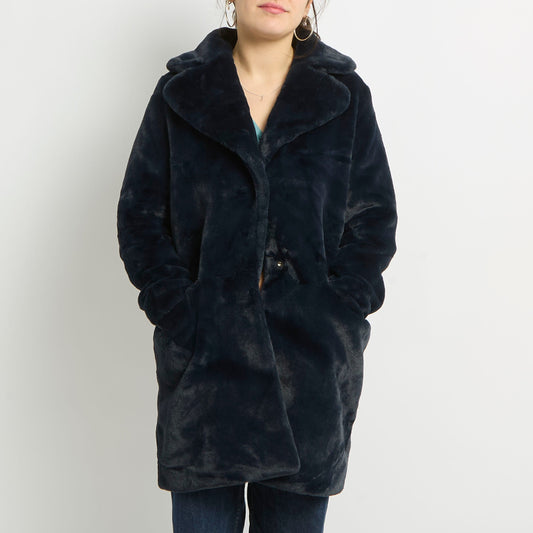 Faux Fur Long Coat - UK 14