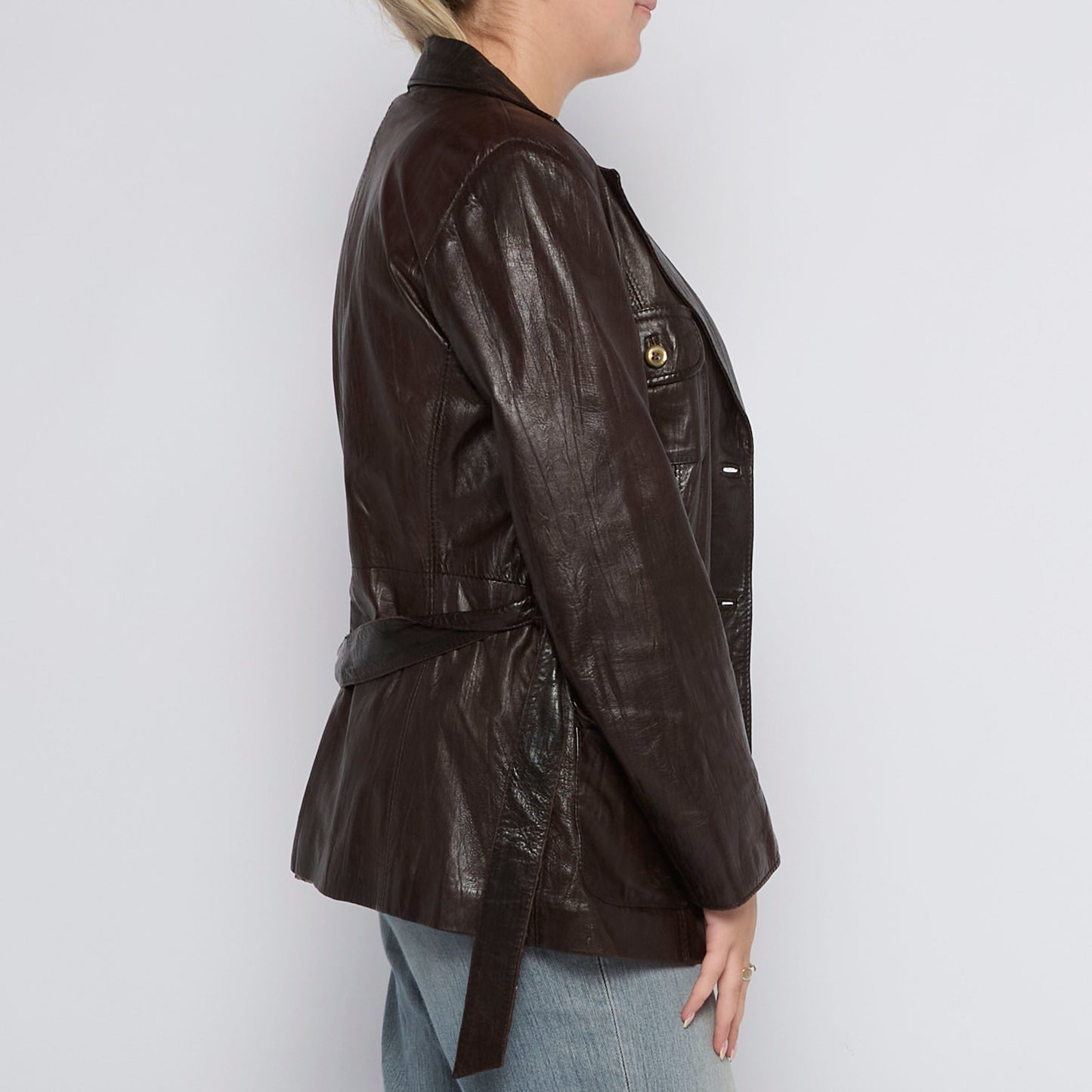 Belted Leather Jacket - UK 14