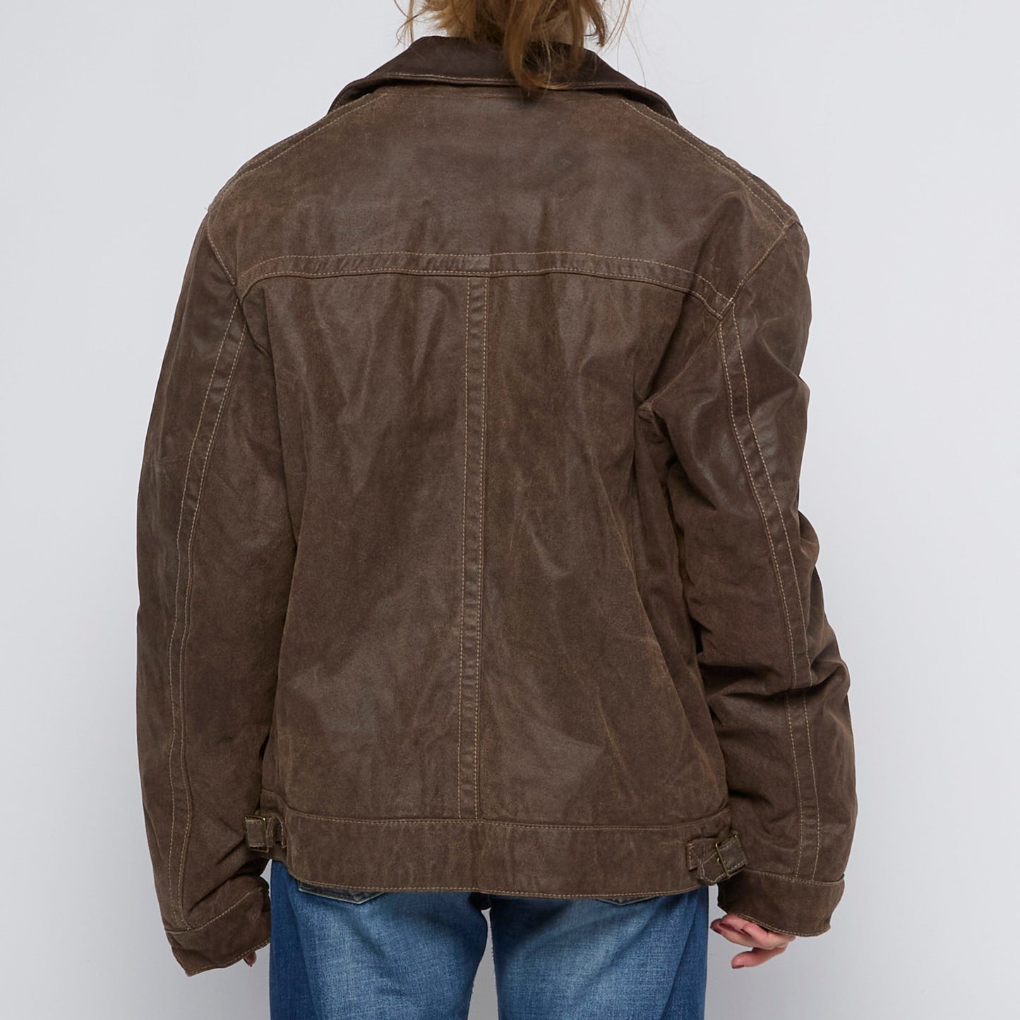 Full Zip Oversized Suede Jacket - UK 14