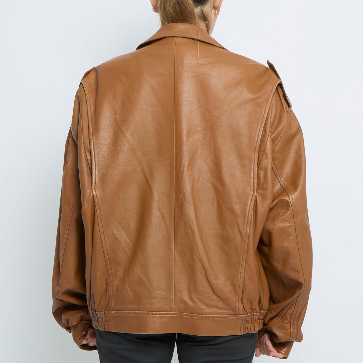 Vintage Leather Zip Jacket - UK 14