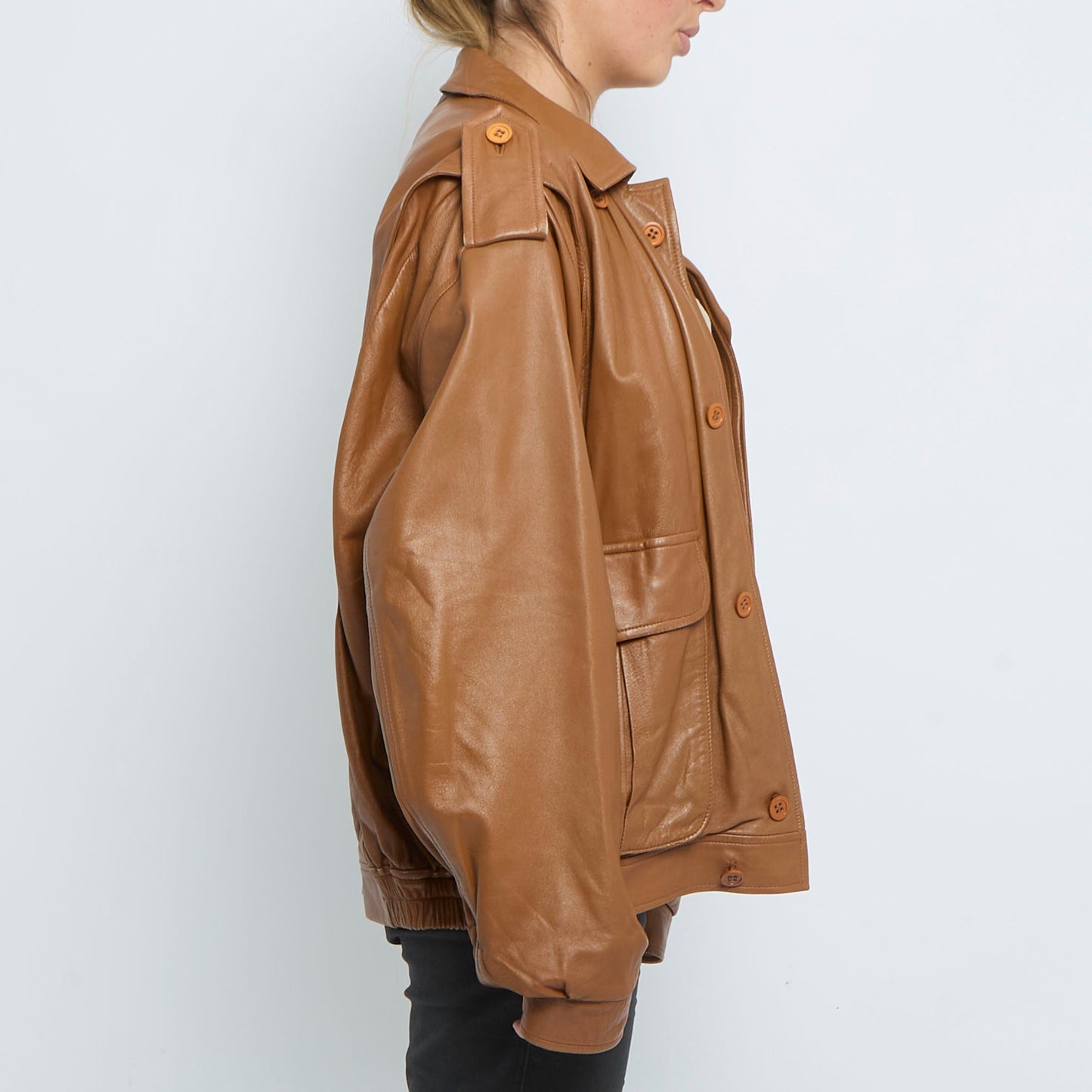 Vintage Leather Zip Jacket - UK 14