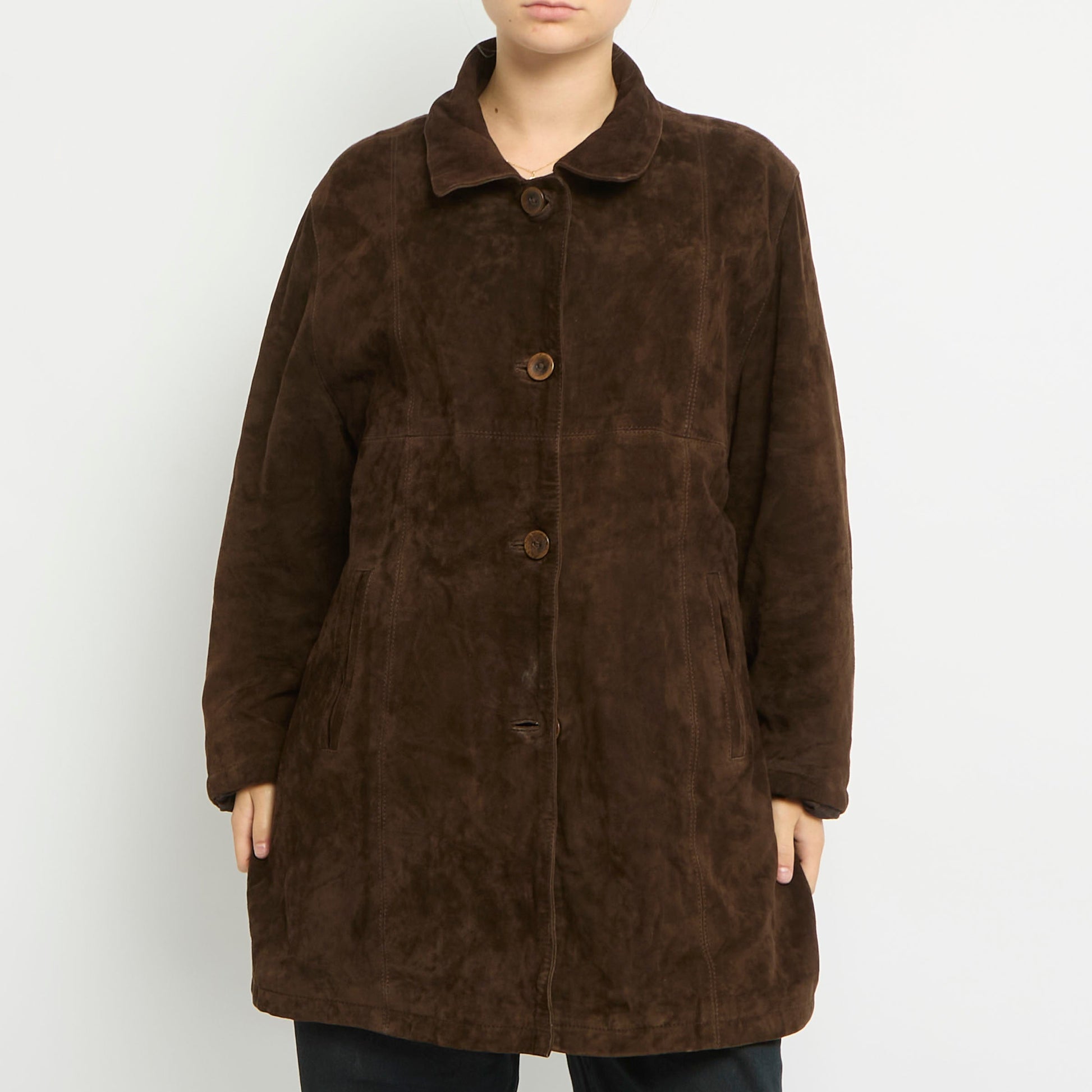 Suede Padded Long Jacket - UK 14