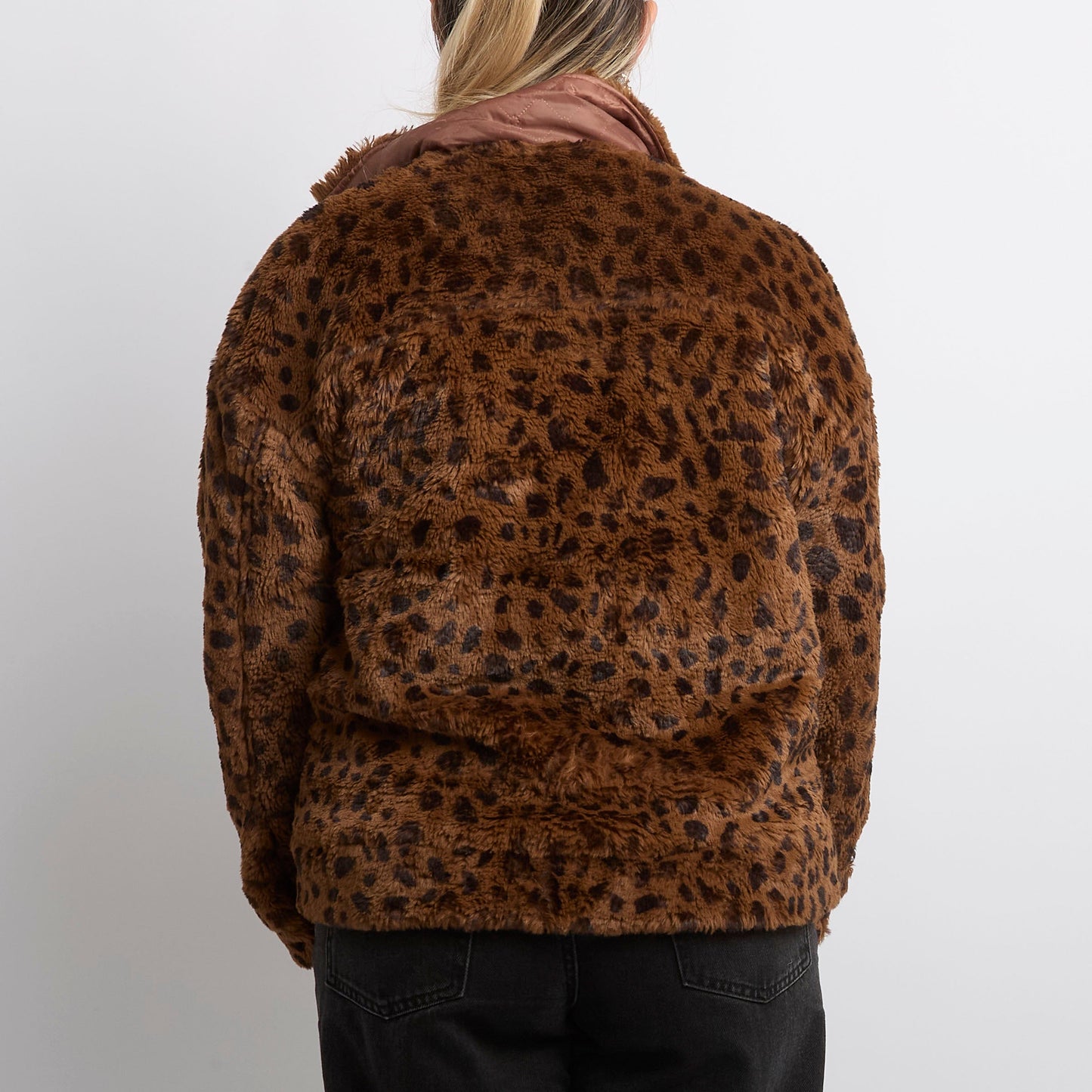 Fluffy Collared Leopard  Jacket- UK 14