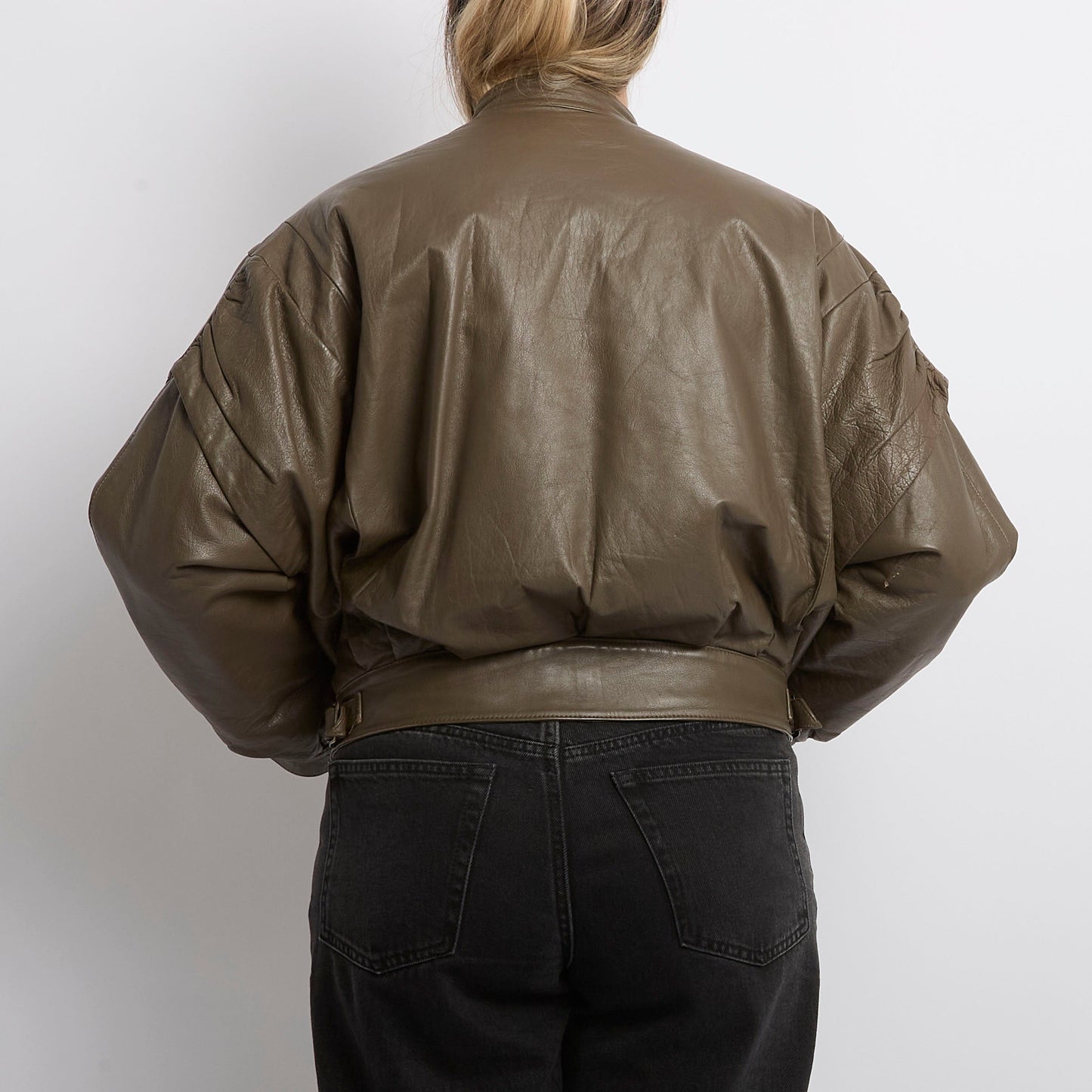 Vintage Leather Bomber Jacket - UK 14