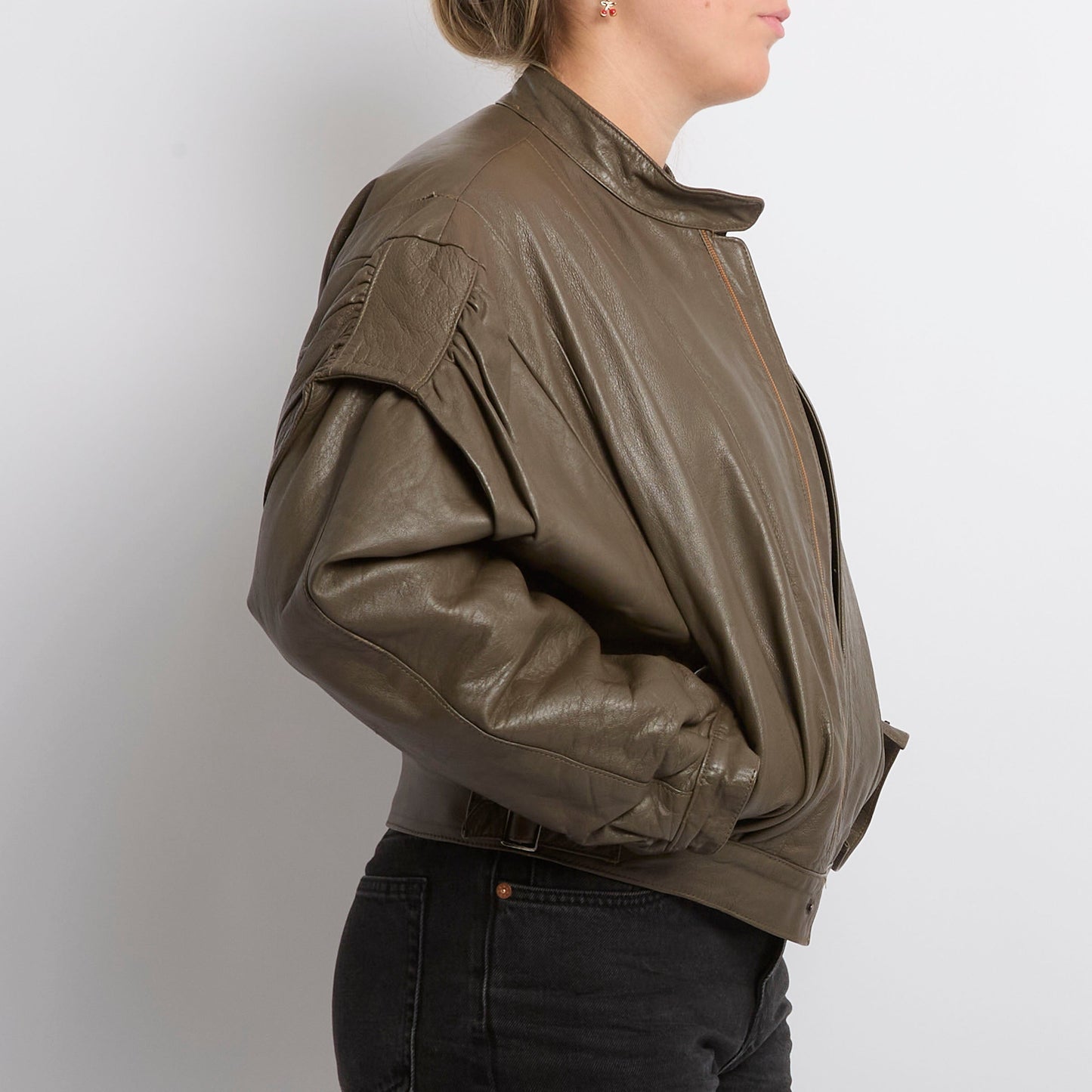 Vintage Leather Bomber Jacket - UK 14