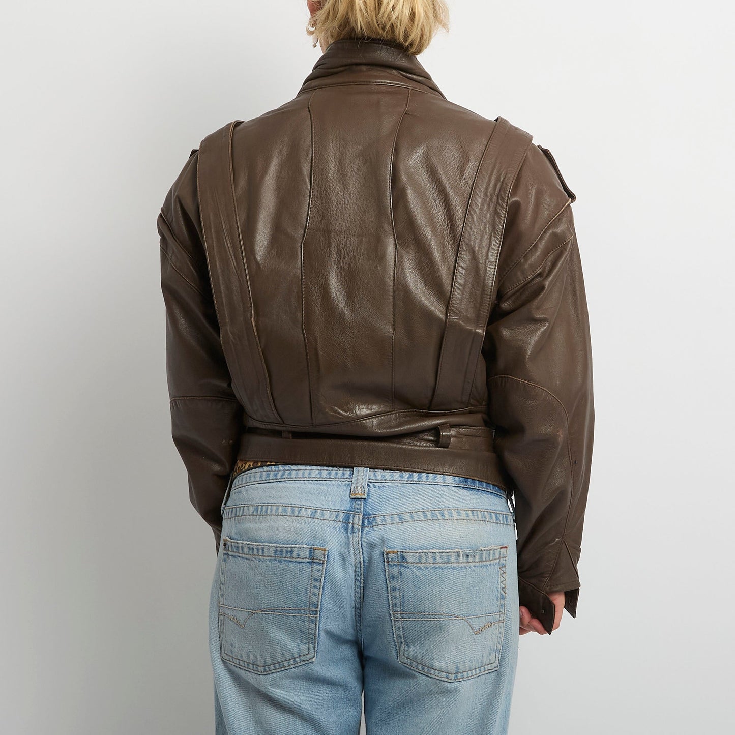 Leather Utility Style Belted Jacket- UK14