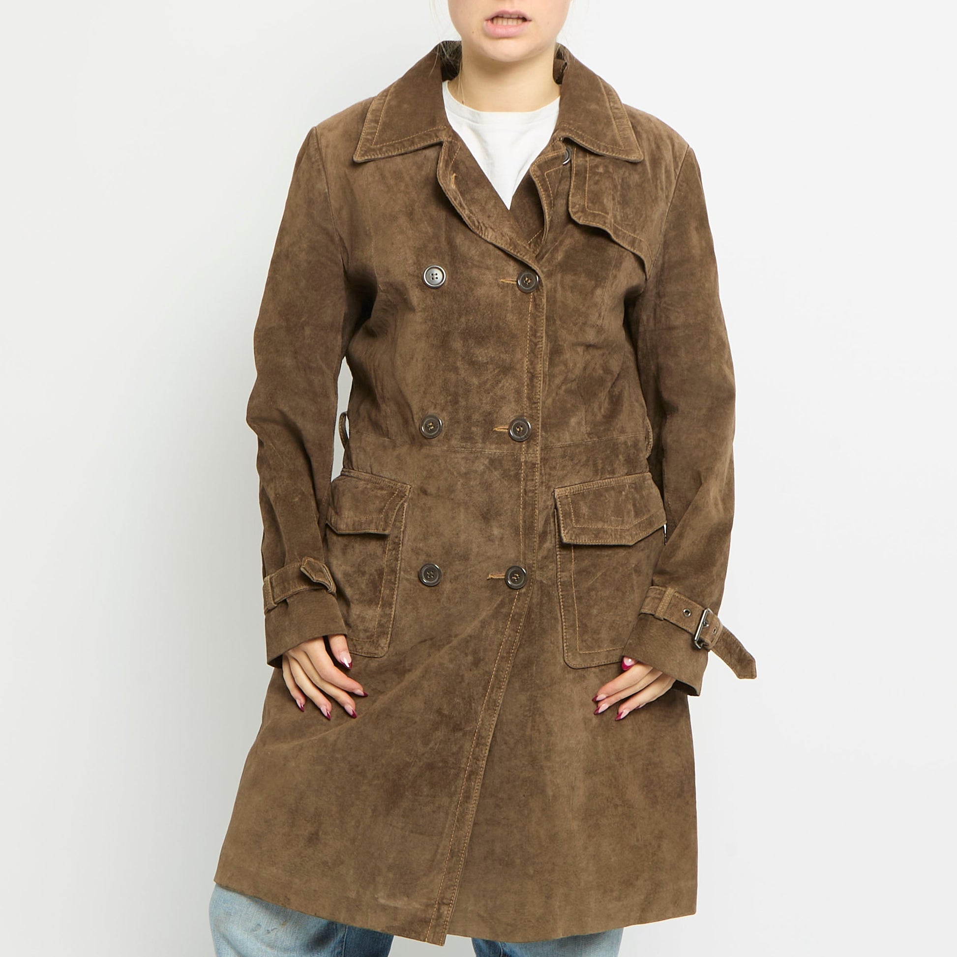 Suede Buckle Detail Trench - UK 14