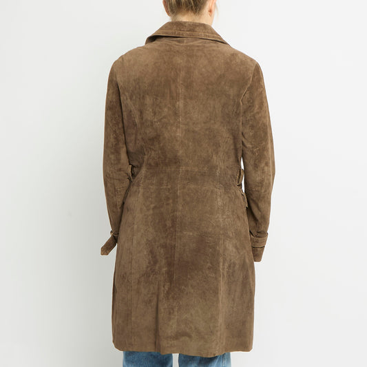 Suede Buckle Detail Trench - UK 14