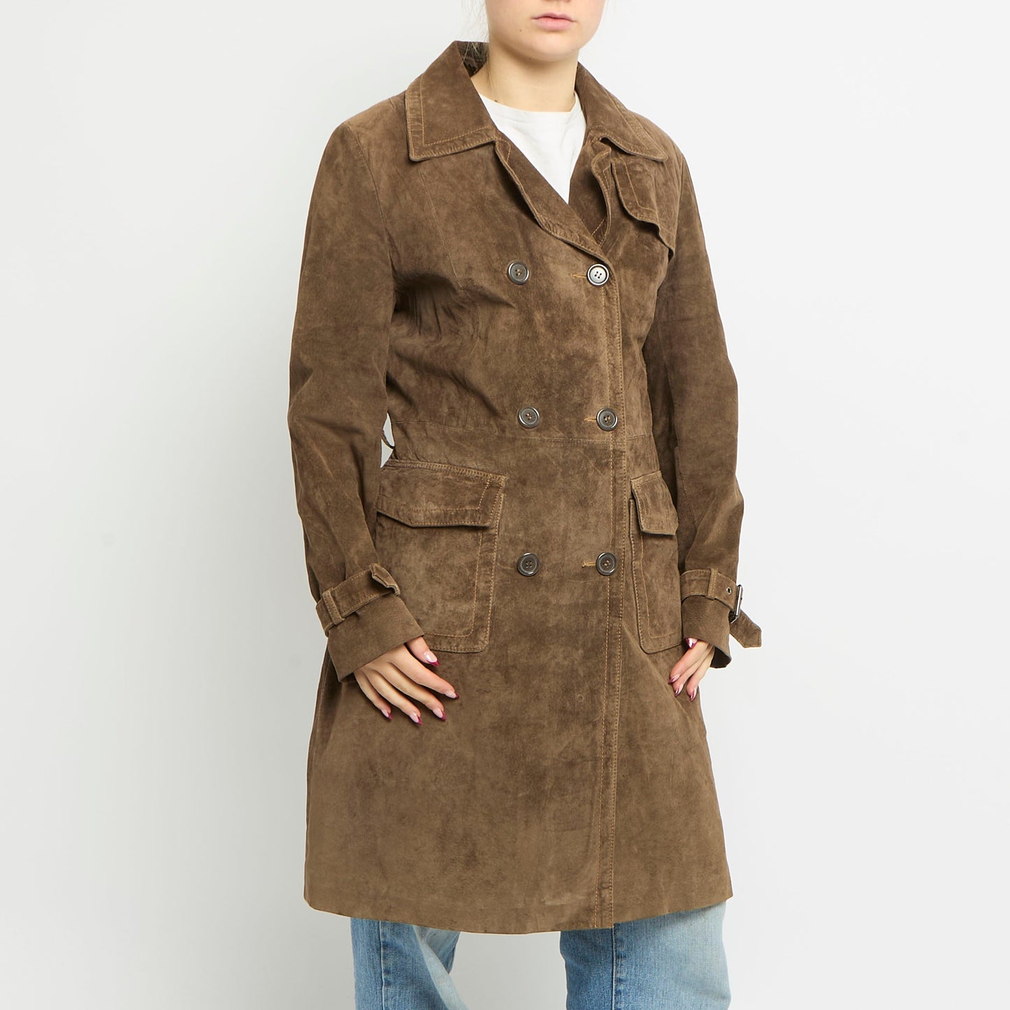 Suede Buckle Detail Trench - UK 14