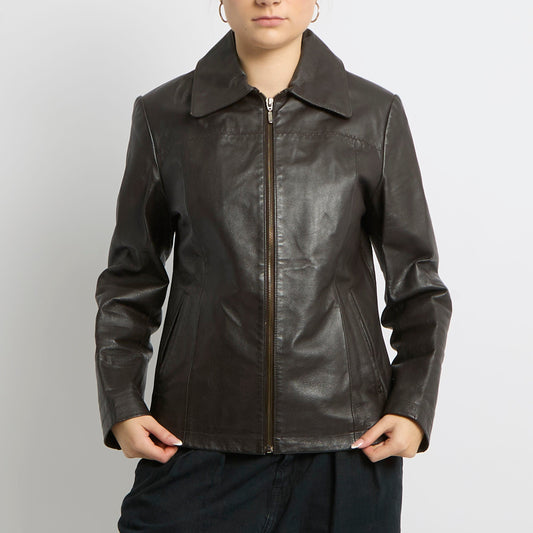 Leather Blazer Style Jacket - UK 14