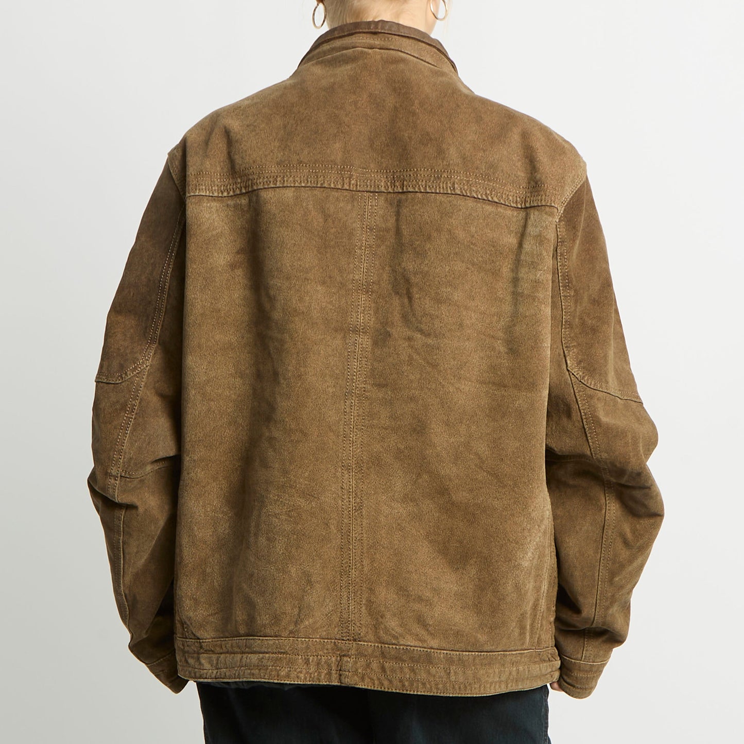 Contrast Stitch Suede Jacket - UK 14