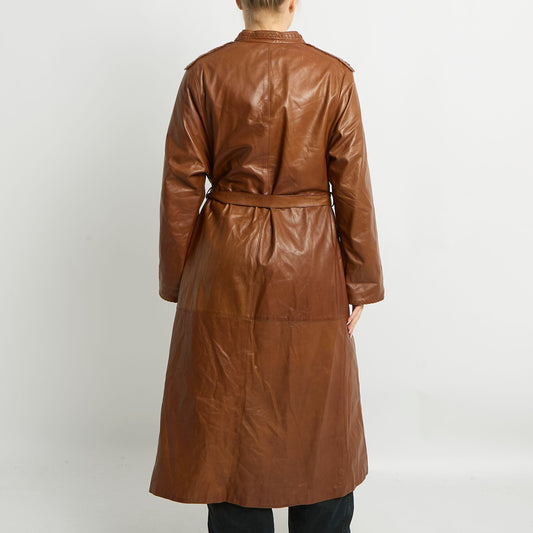 Leather Lace Detail Trench Coat - UK 14