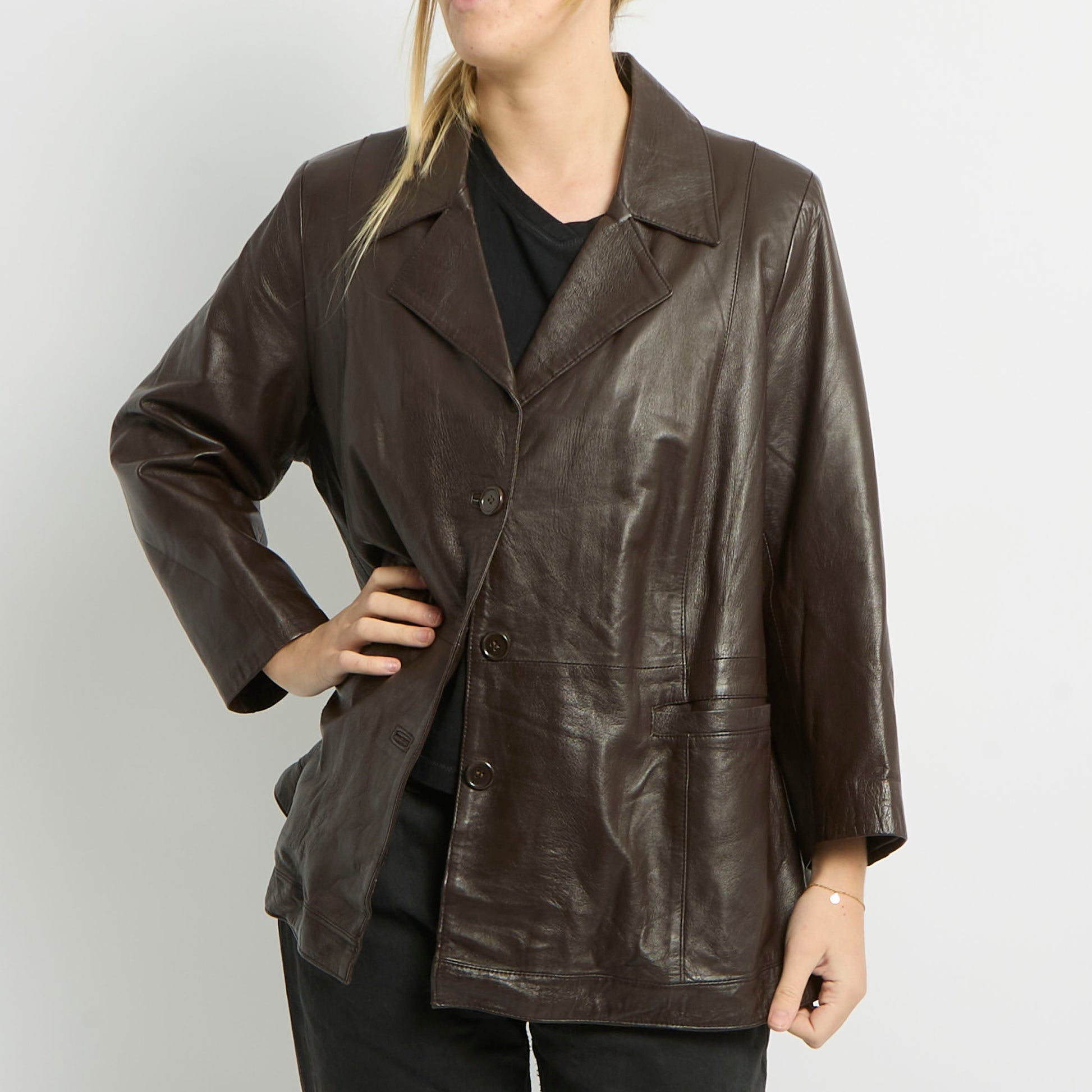 Leather Blazer Jacket - UK 14