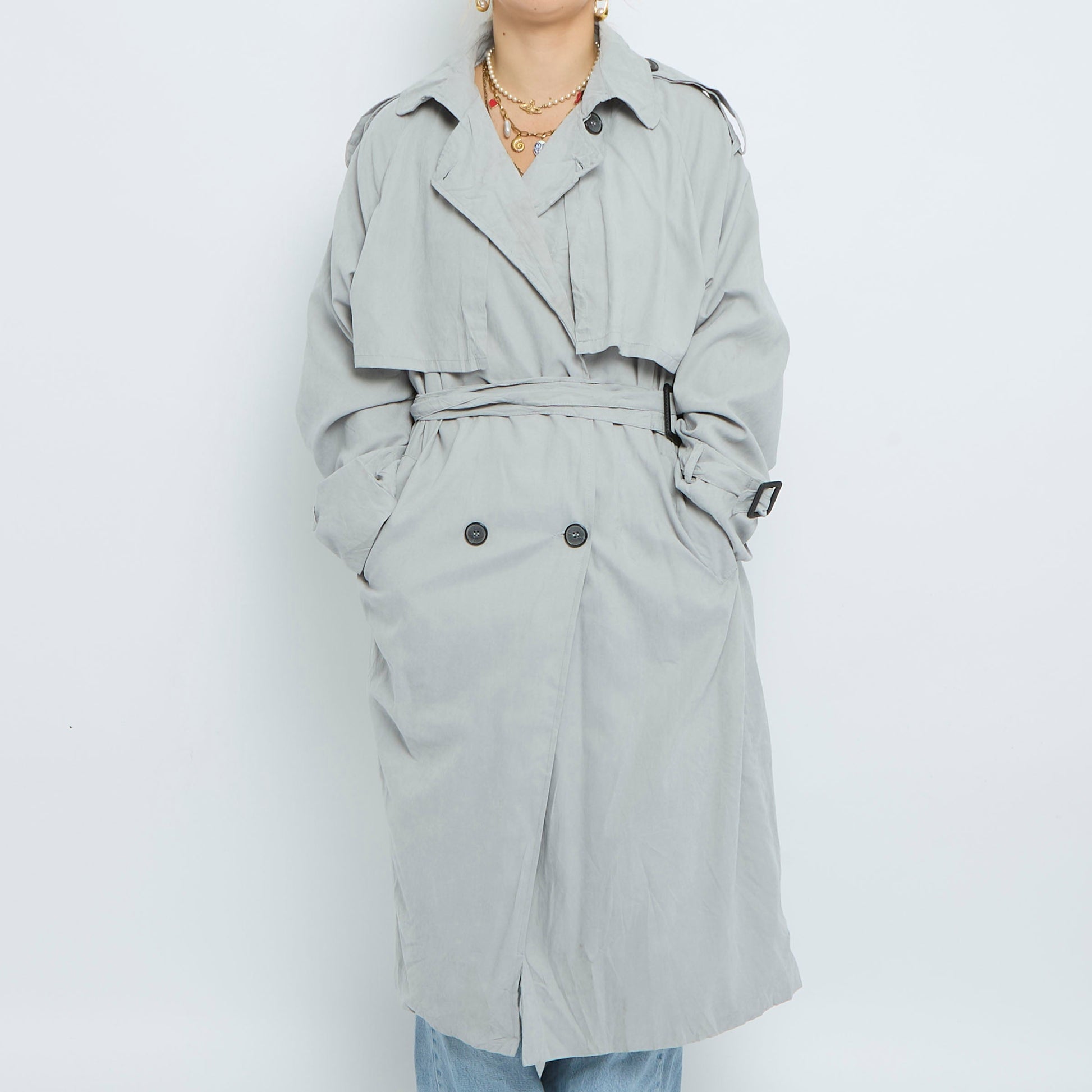 Belt Detail Double Layered Trench Coat - UK 14