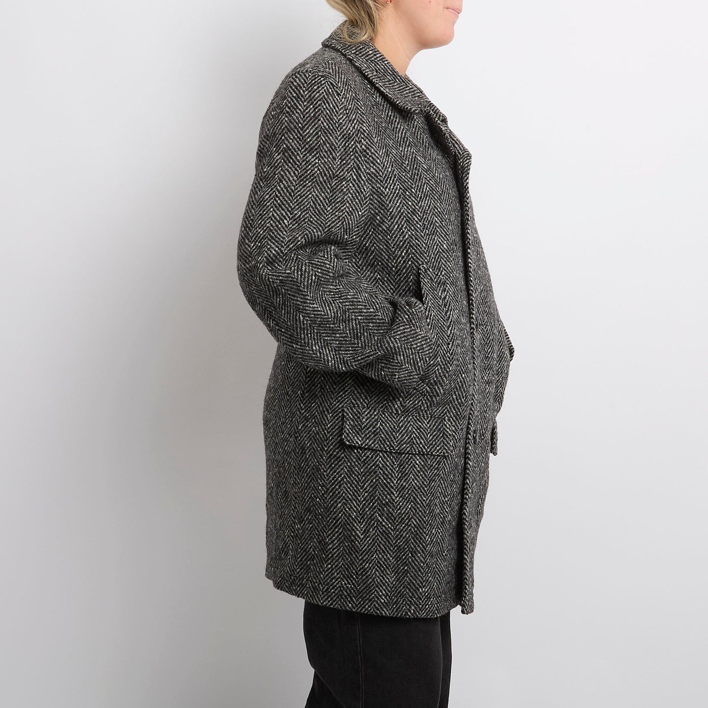 Herringbone Wool Mix Coat - UK 14