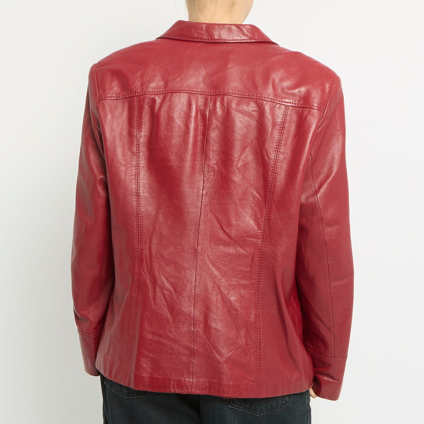 Red Leather Blazer -UK 14