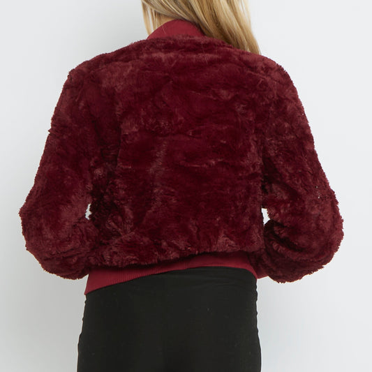 Faux Fur Bomber Jacket- UK 14