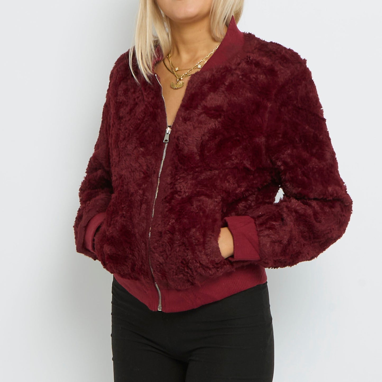 Faux Fur Bomber Jacket- UK 14