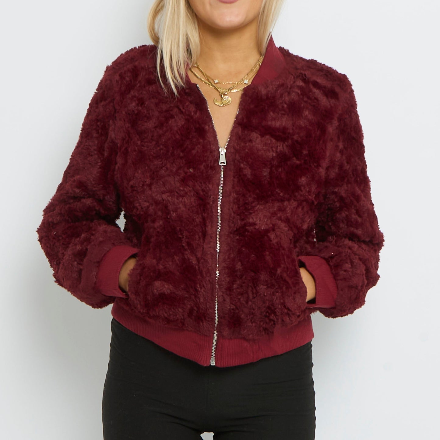 Faux Fur Bomber Jacket- UK 14