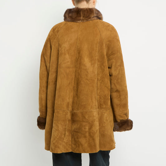 Fur Lined Suede Afghan Jacket- UK 16