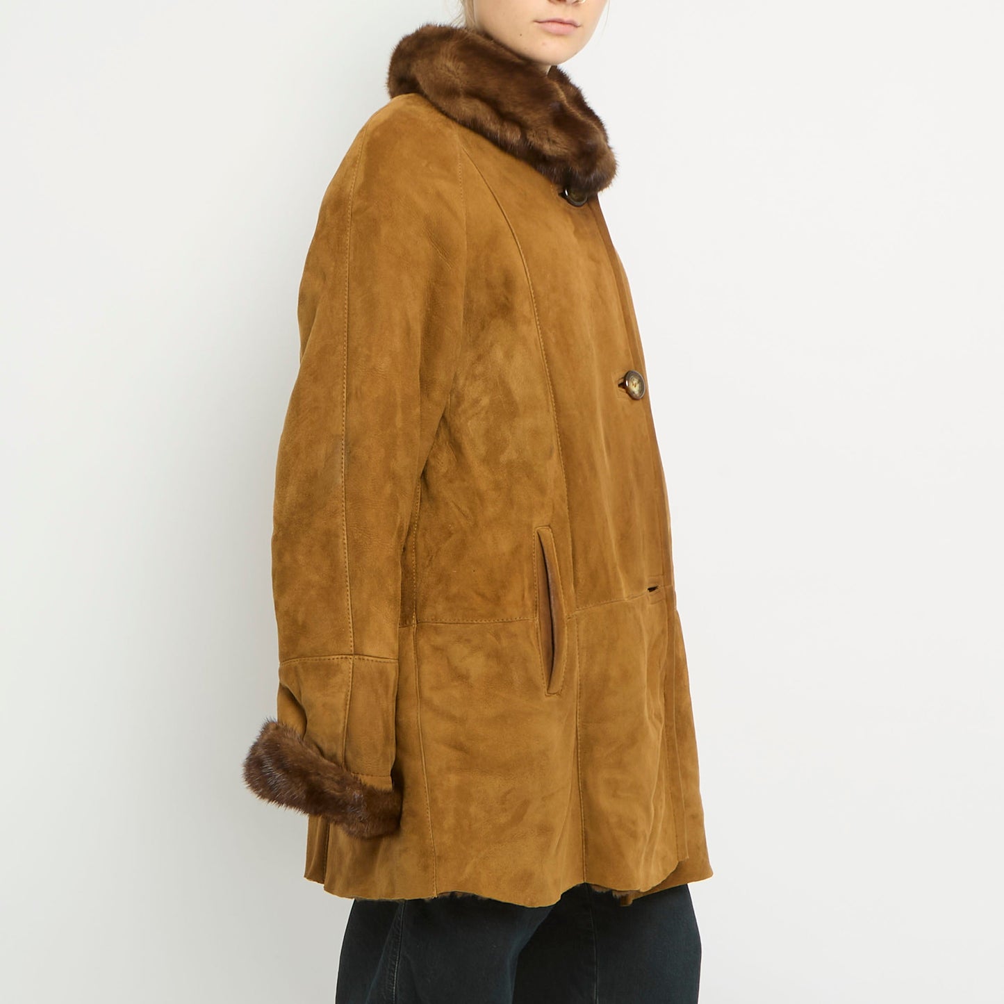 Fur Lined Suede Afghan Jacket- UK 16