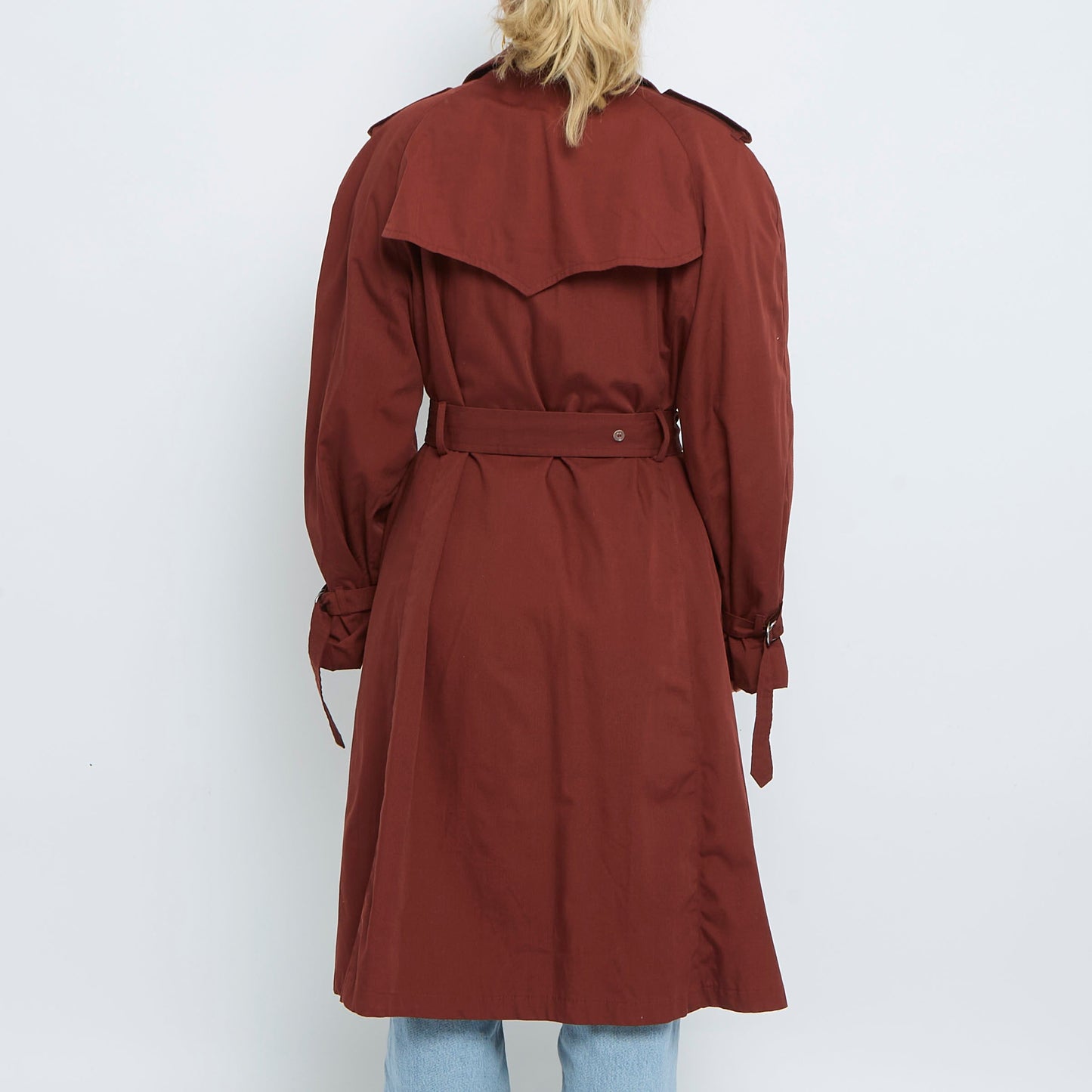 Checklined Buttoned Trench Coat - UK 16