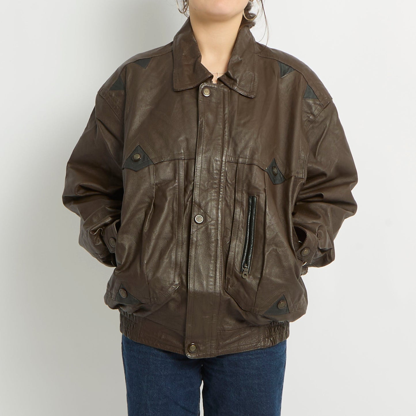 Leather Button Detail Jacket - 16