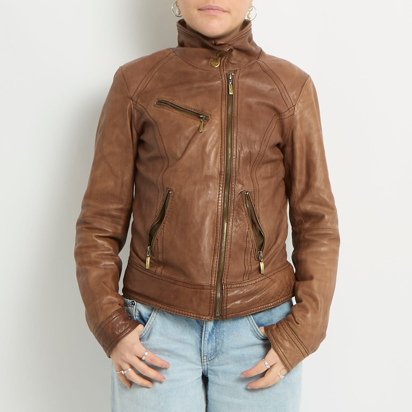 Faux Leather Biker Jacket - UK 6