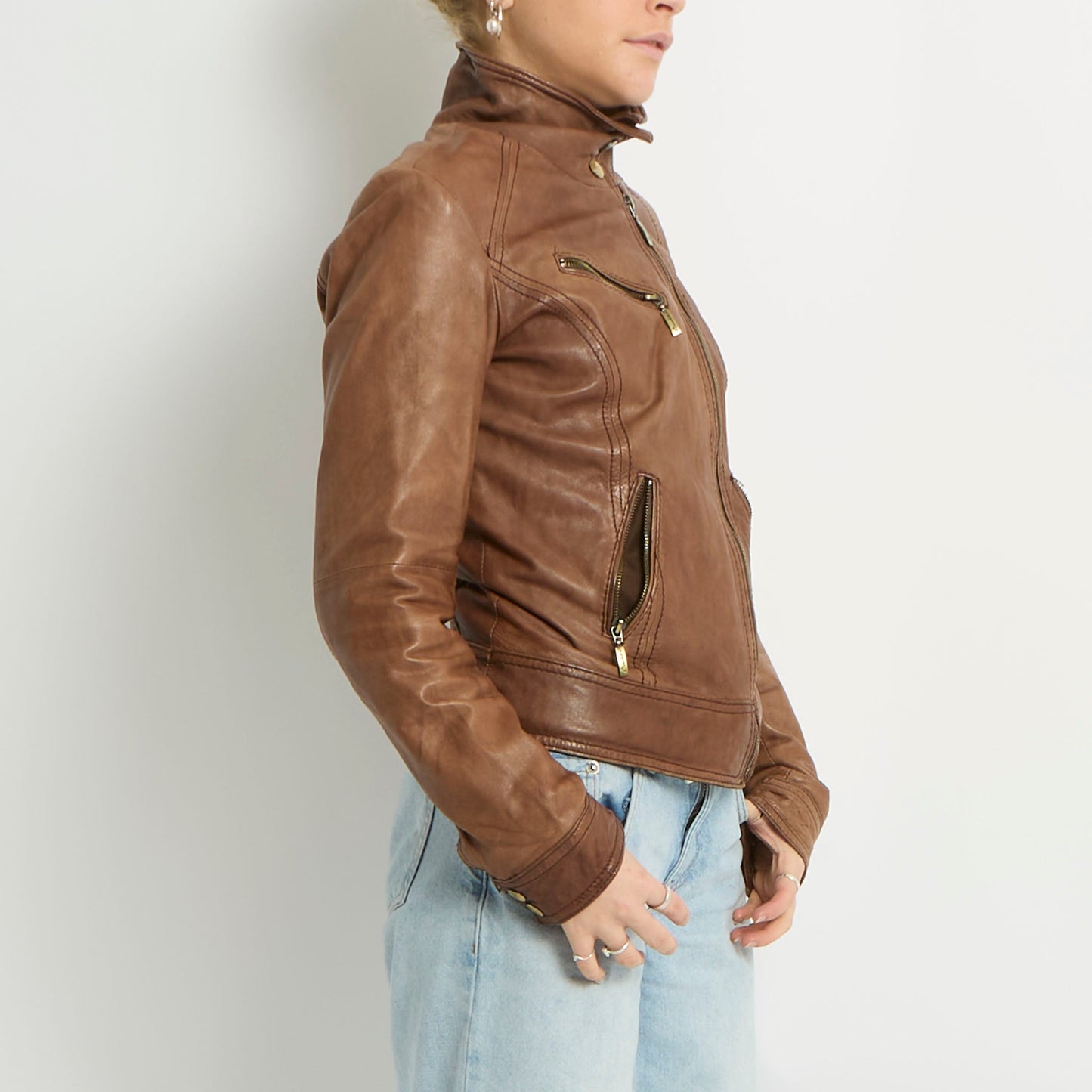 Faux Leather Biker Jacket - UK 6