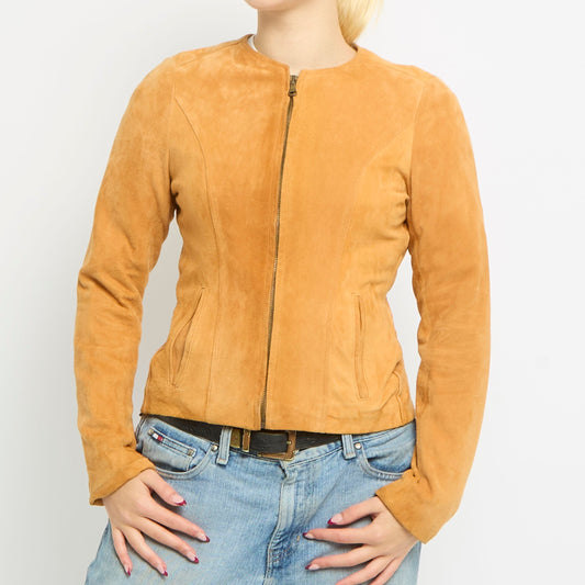 Suede Zip Up Shirt Jacket - UK 8