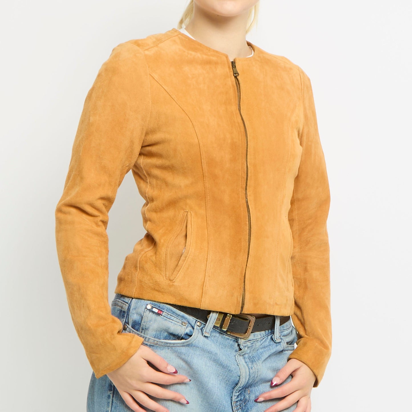 Suede Zip Up Shirt Jacket - UK 8