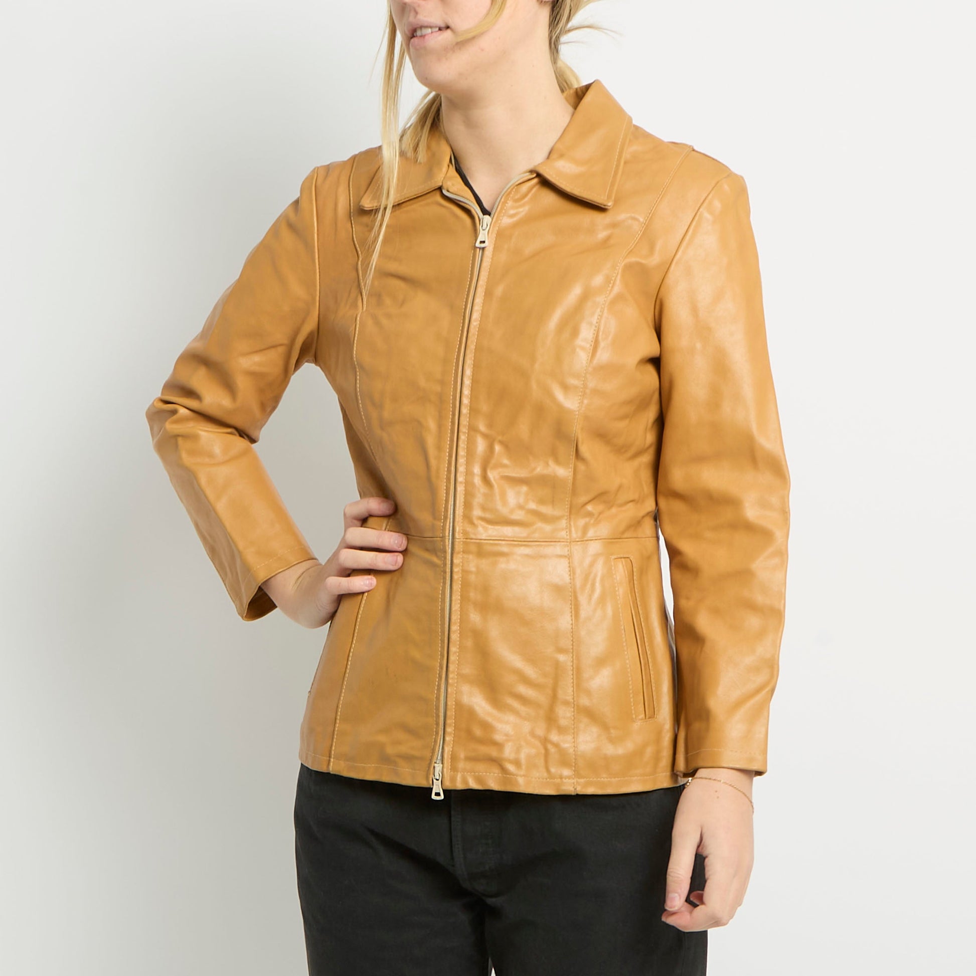 Duo Zip Leather Jacket - UK 8