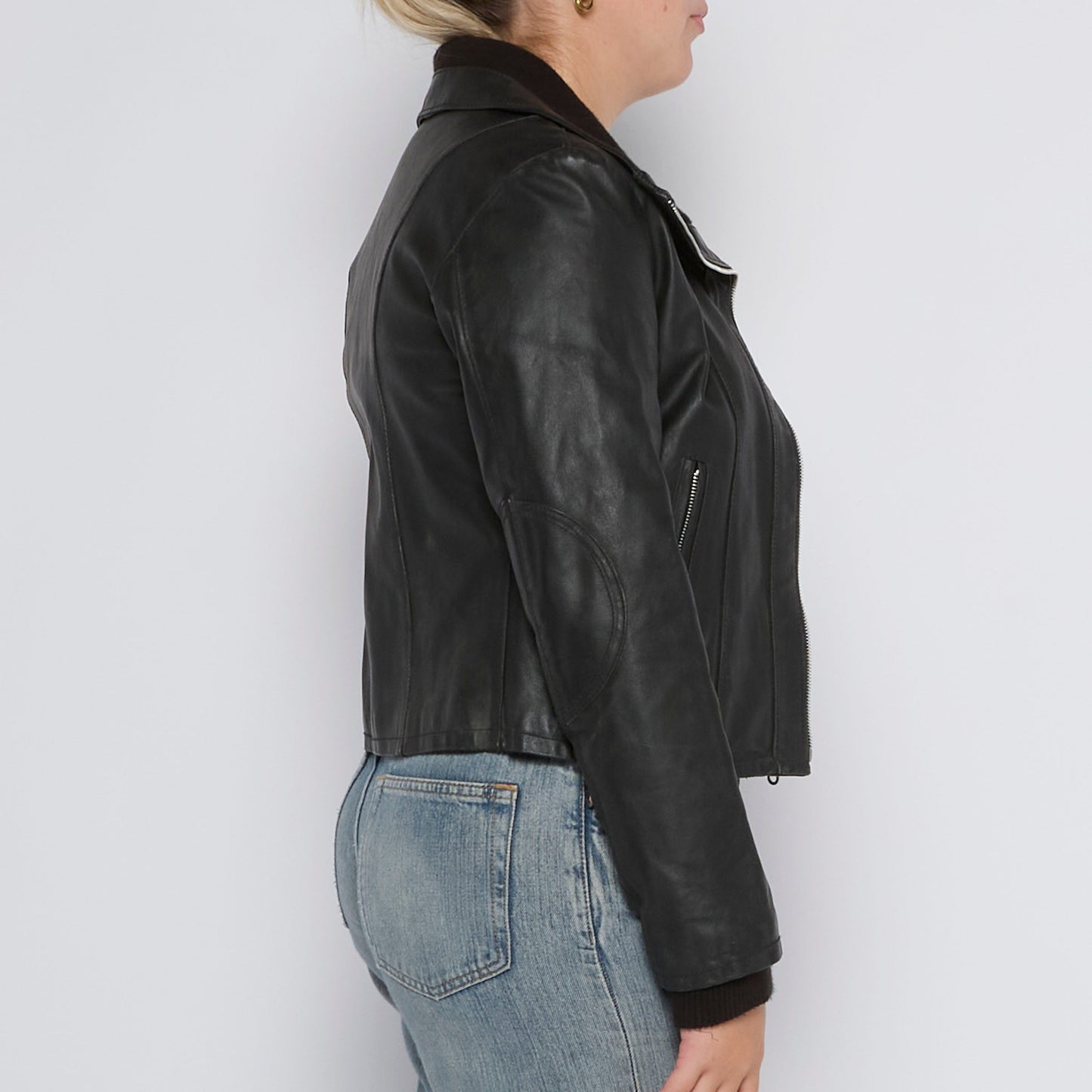 Leather Full Zip Jacket - UK 8