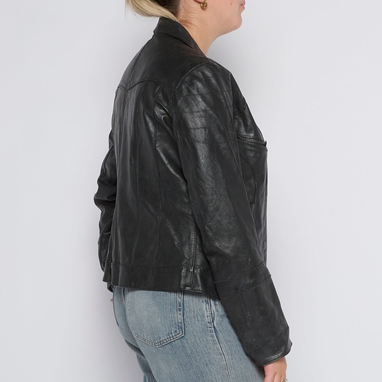 Leather Buttoned Jacket - UK 8