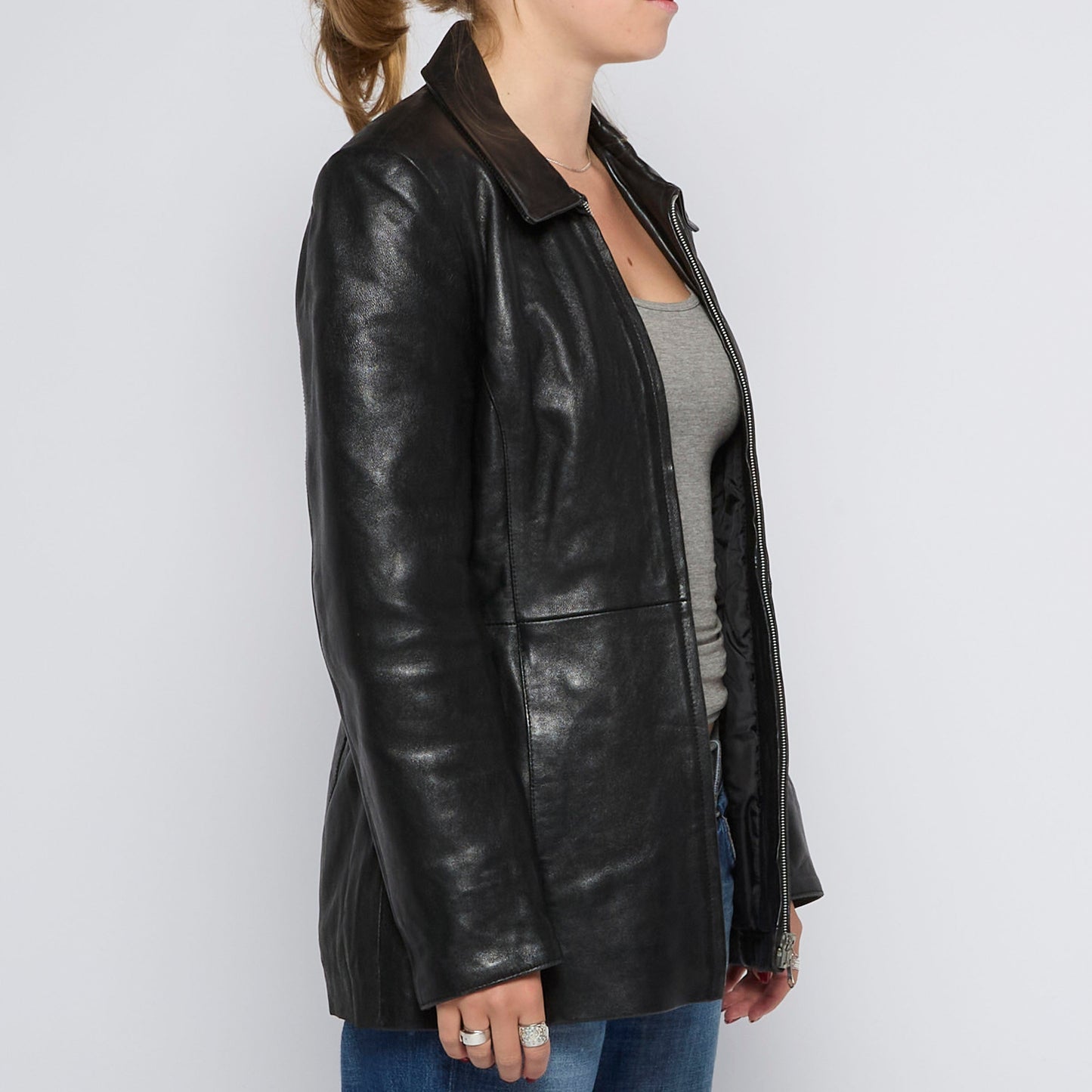 Leather Zip Up Jacket - UK 8