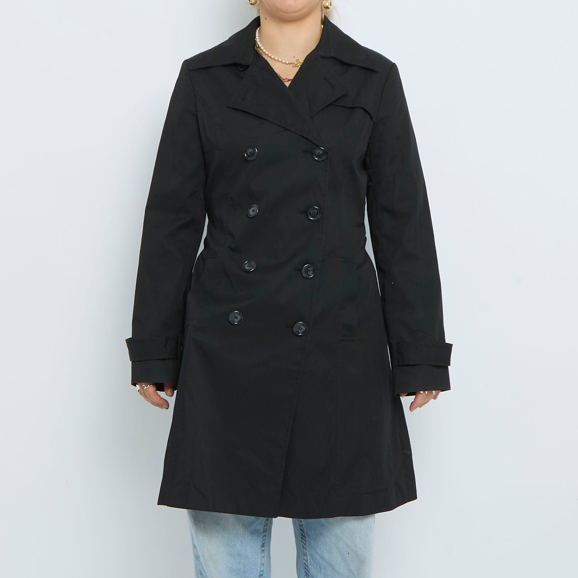 Buttoned Detail Double Breasted Trench Coat - UK 8