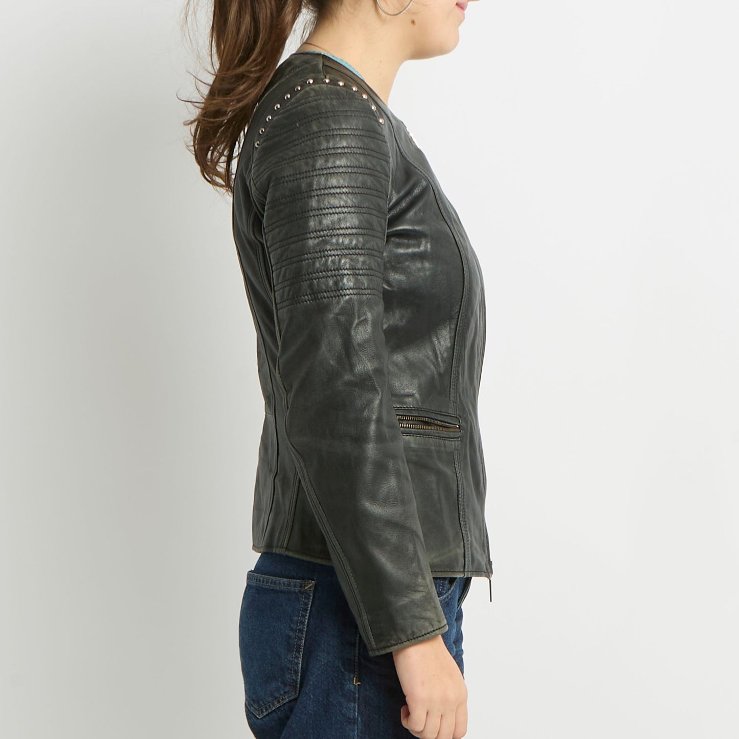 Faux Leather Studded Jacket - UK 8