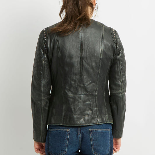 Faux Leather Studded Jacket - UK 8