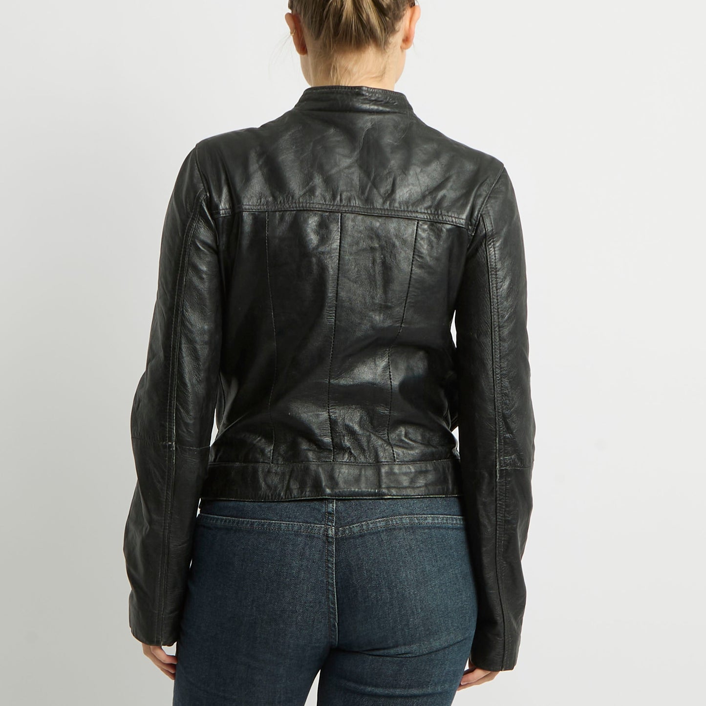 Zip Up Leather Jacket - UK 8