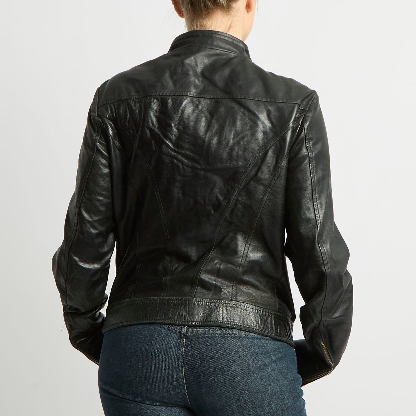 Zip Up Leather Jacket - UK 8