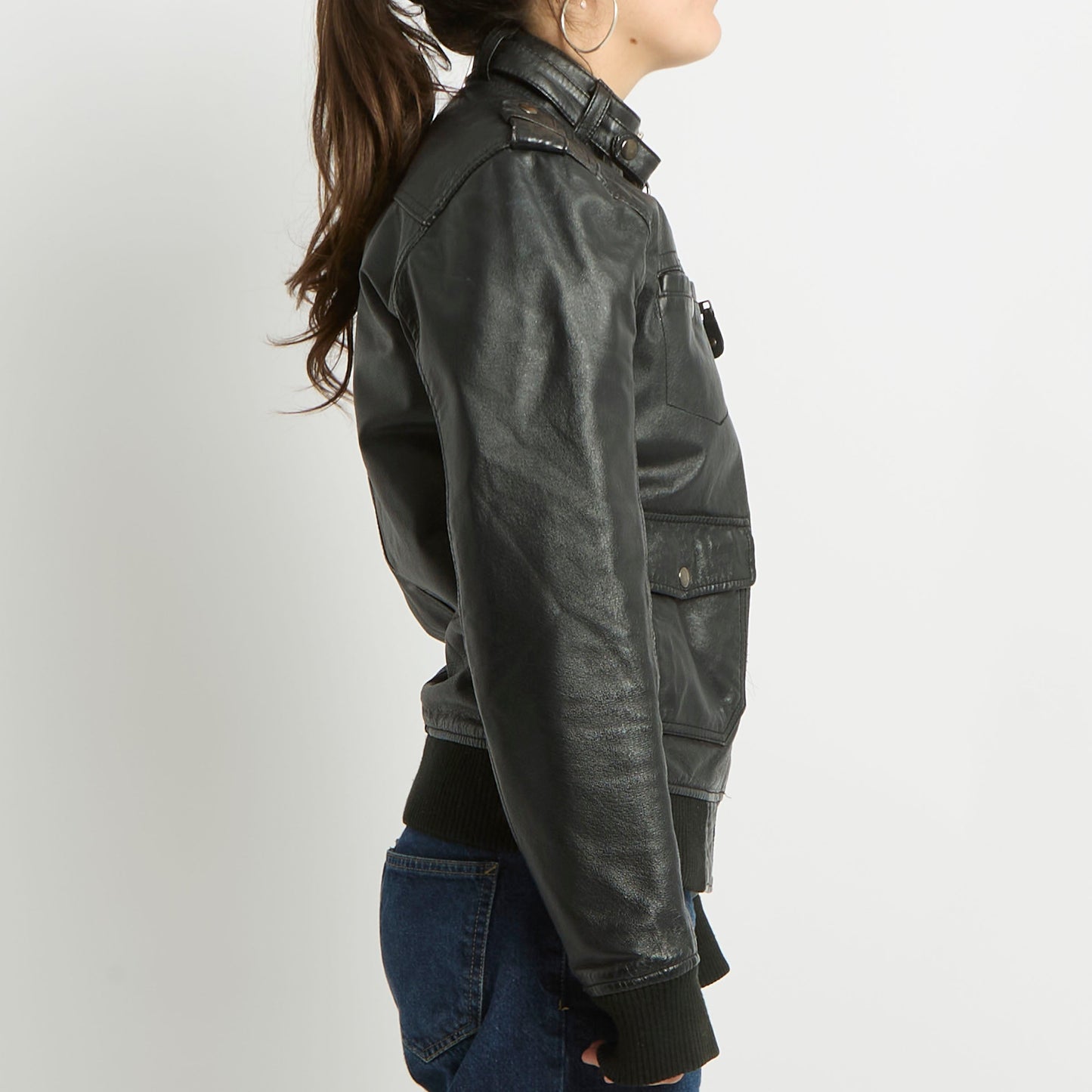 Leather Biker Style Jacket - UK 8