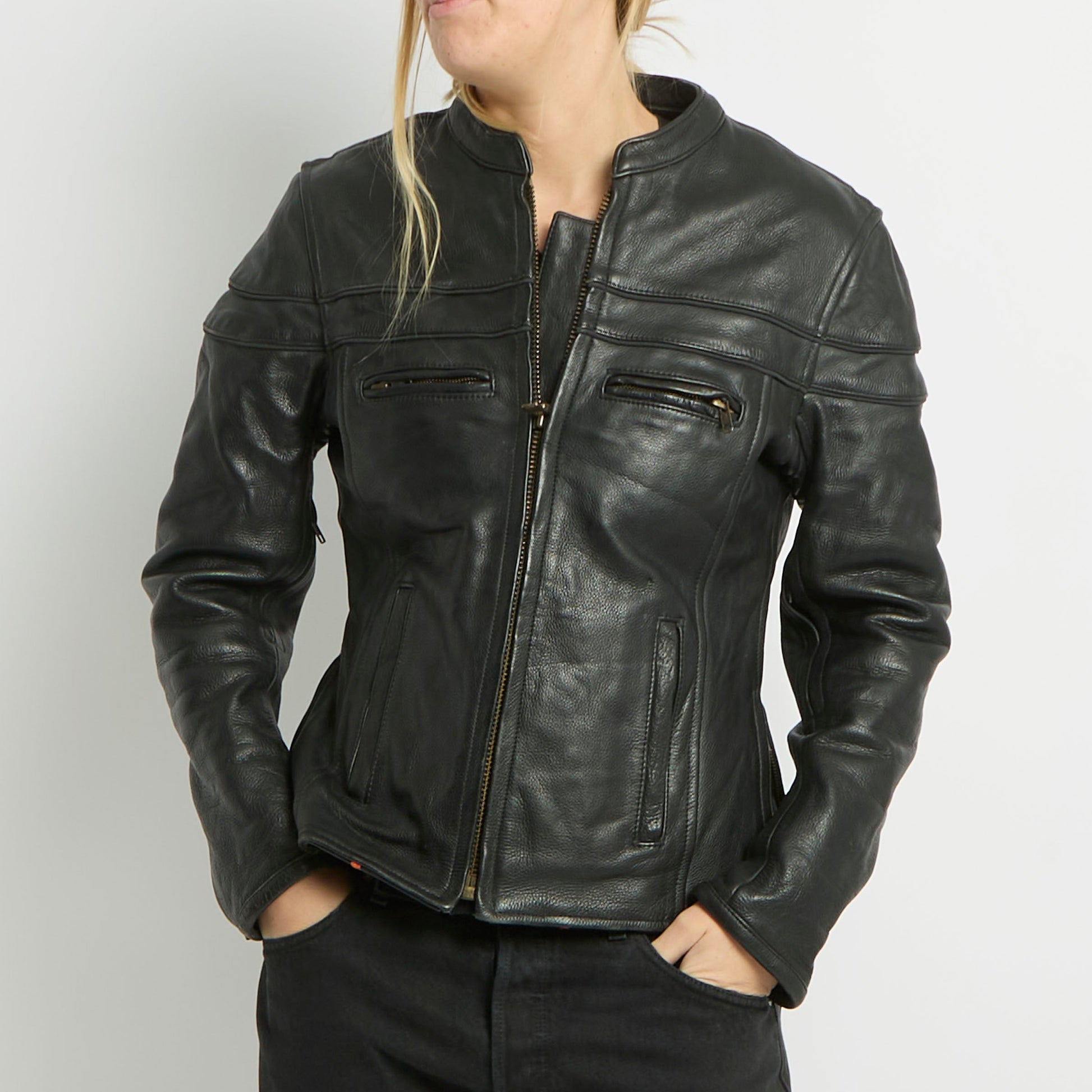 Heavy Leather Biker Jacket - UK 8