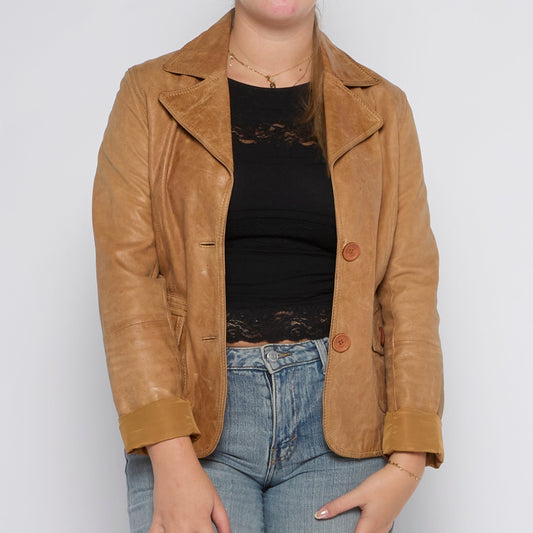 Double Breasted Leather Jacket - UK 8