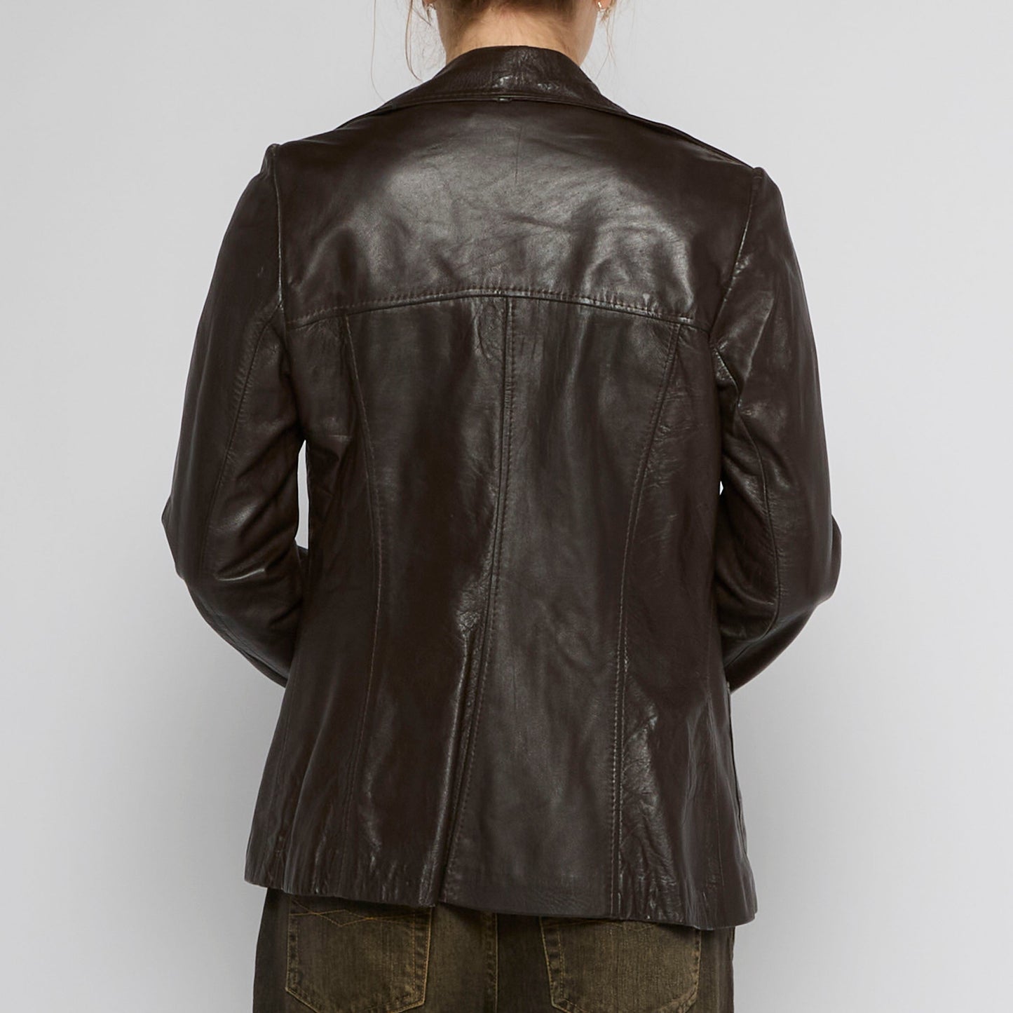 Button Up Leather Jacket - UK 8