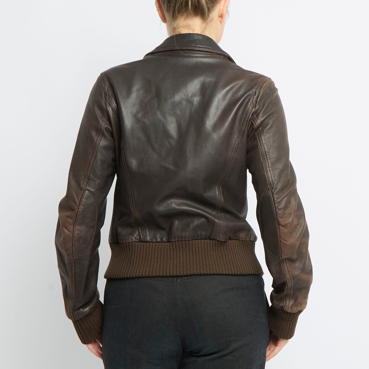 Leather Bomber Style Jacket - UK 8