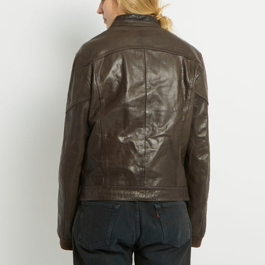 Zip Leather Pocket Detail Jacket - UK 10