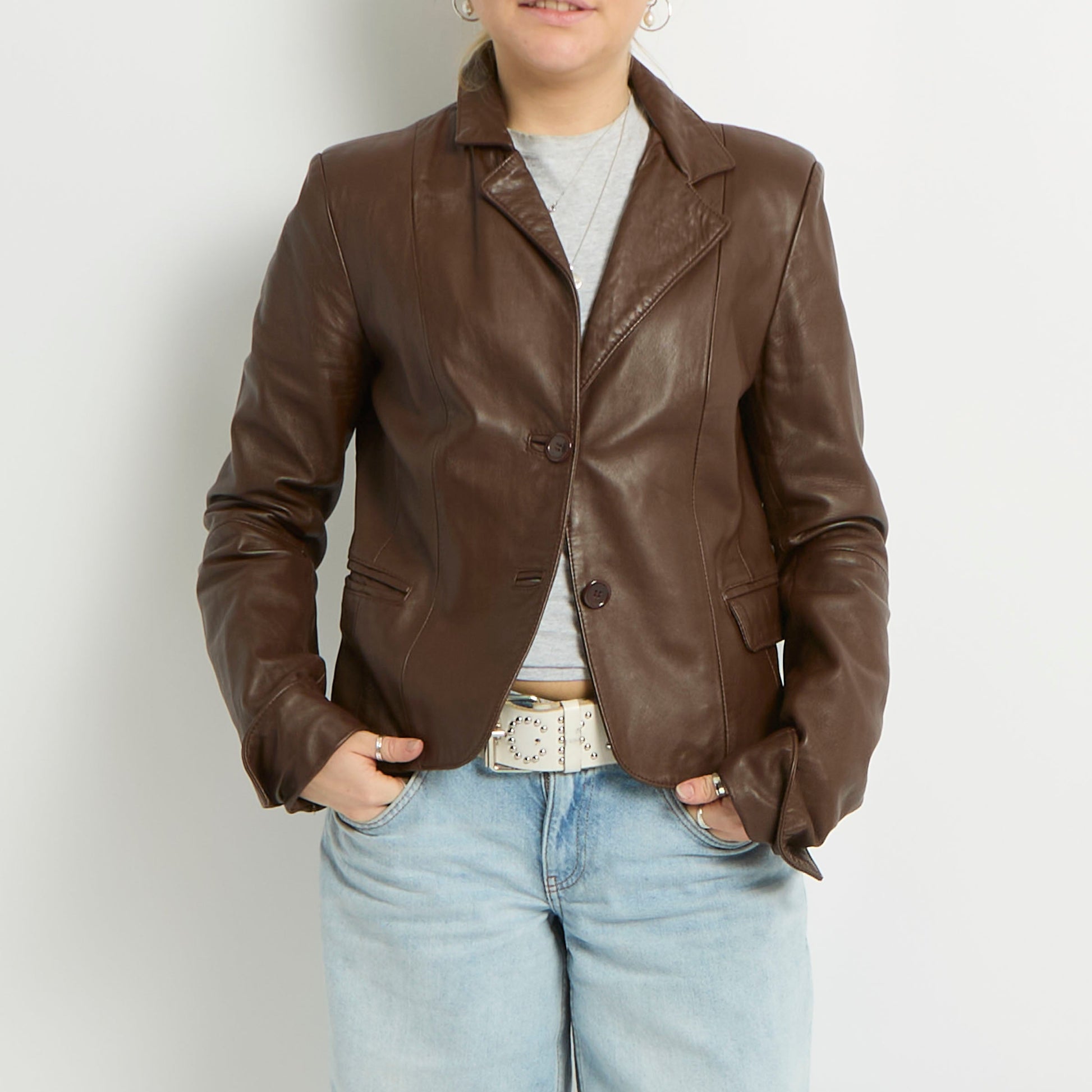 Leather Blazer Jacket - UK 8