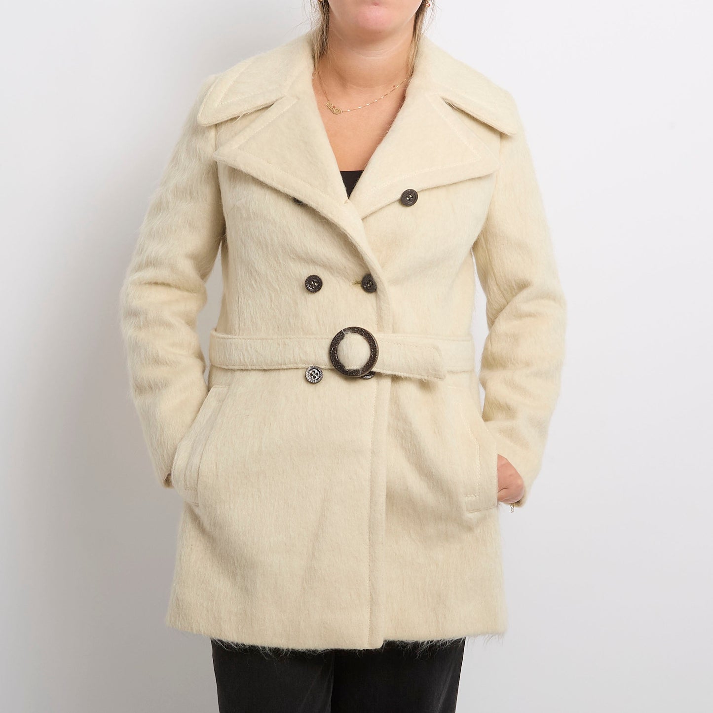 Wool Mix Double Breasted Coat - UK 8