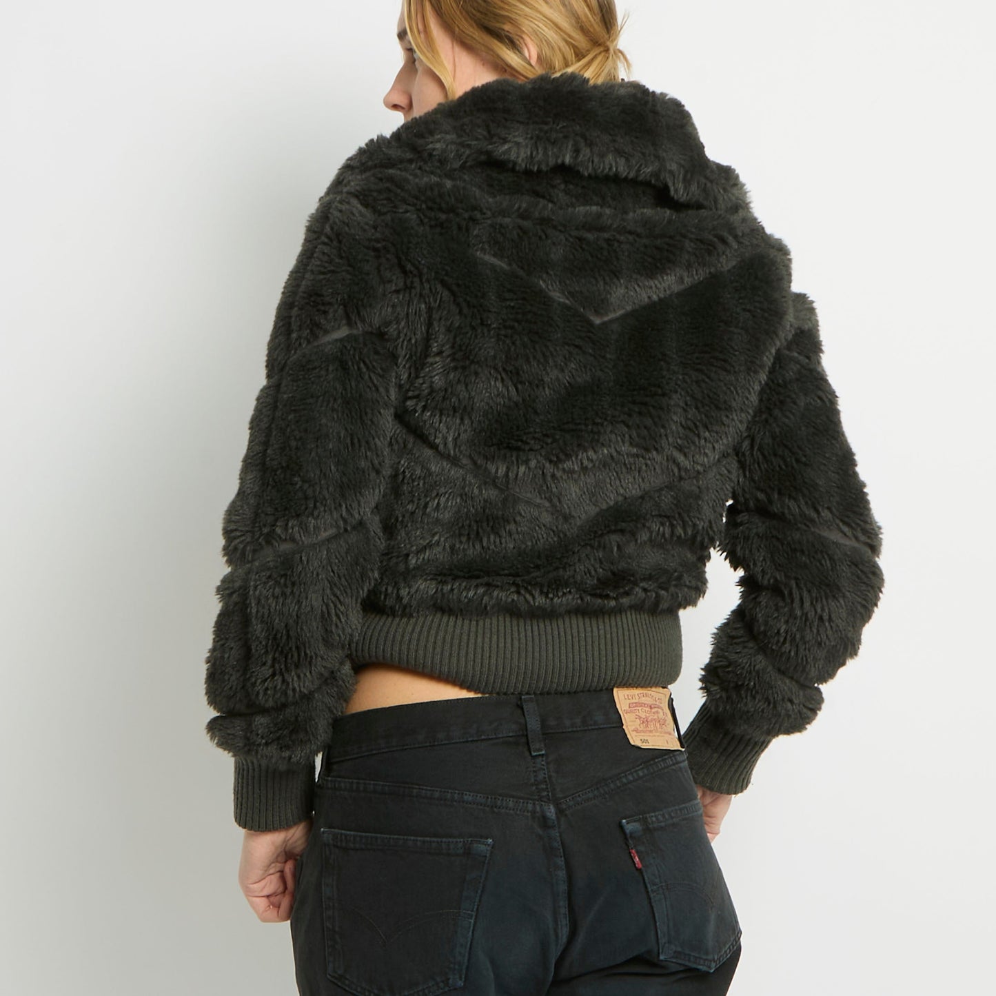 Faux Fur Cropped Jacket - UK 8