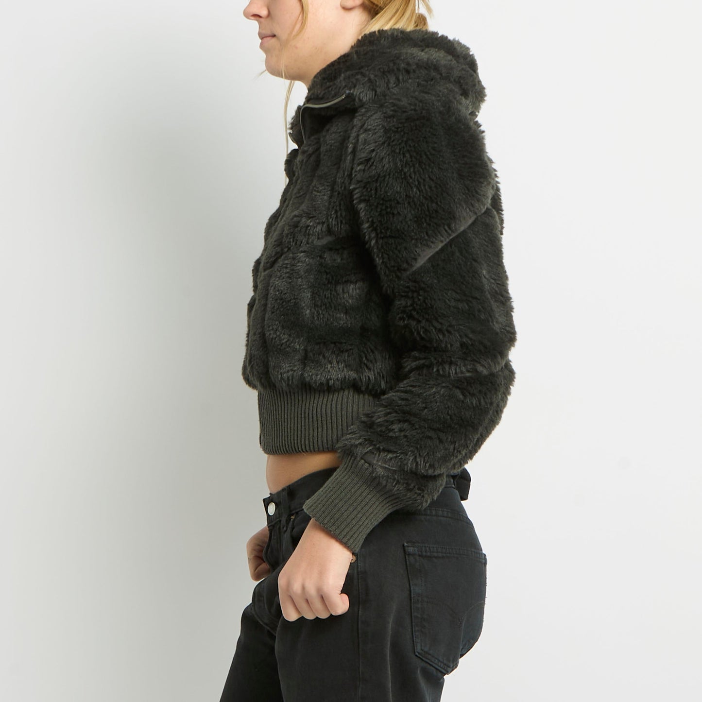 Faux Fur Cropped Jacket - UK 8